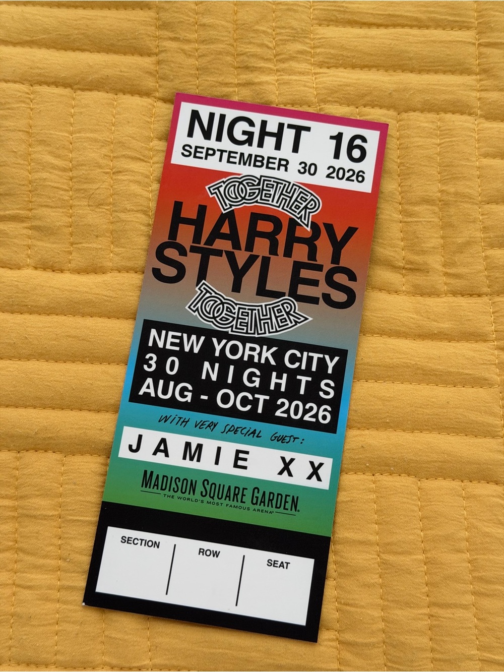 Harry Styles Together Tour Ticket Poster - Gradient Multicolor